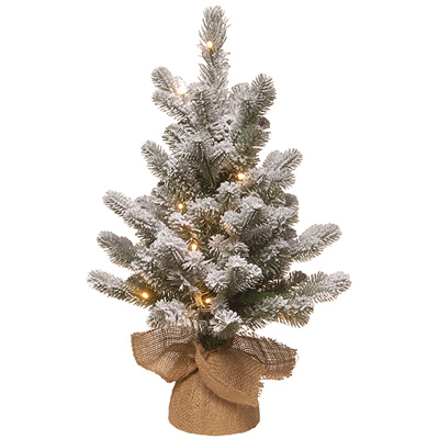 NATIONAL TREE CO-IMPORT PESL3-310-20-B Feel Real Artificial Pre-Lit Christmas Tree, Snowy Sheffield Spruce, 15 Warm White LED Lights, 16-In. x 2-Ft.