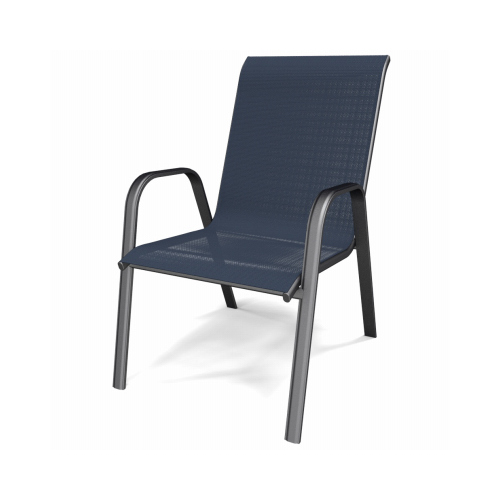 Sunny Isles Chair, Stackable, Steel, Navy Sling Fabric