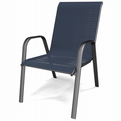 Four Seasons Courtyard 755.0071.003 Sunny Isles Chair, Stackable, Steel, Navy Sling Fabric