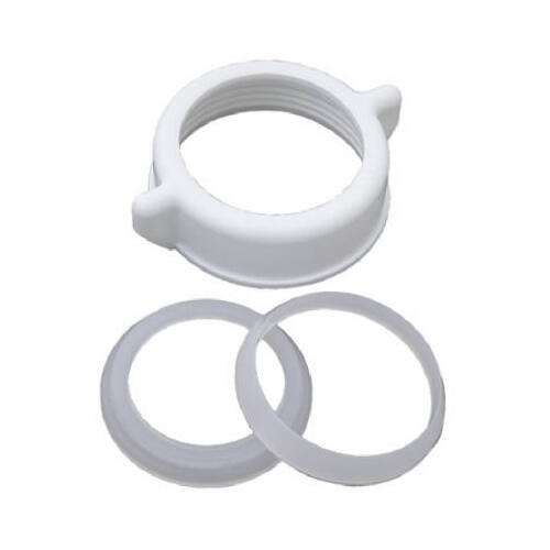 Master Plumber 453217 Slip Joint Nut & Washer, White Plastic, 1.25 or