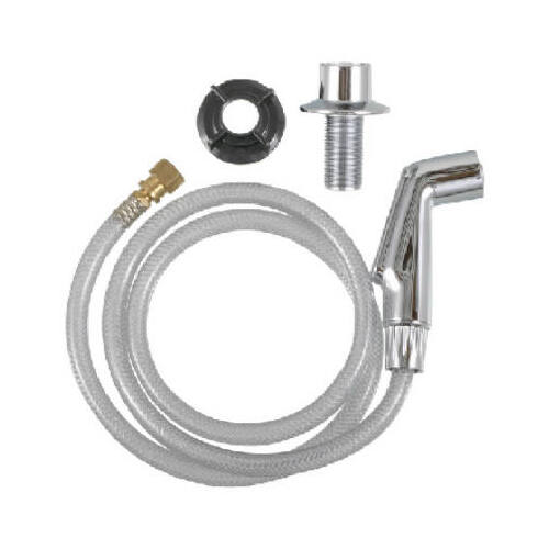 Spray Hose and Head Assembly, 1/4 in Connection, FIP, Plastic Chrome