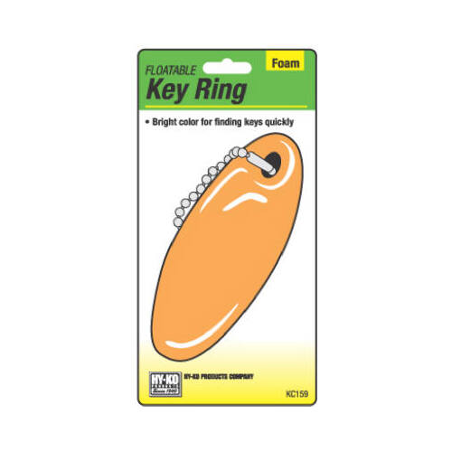 Key Ring with Beaded Chain, Orange, Floatable - pack of 5