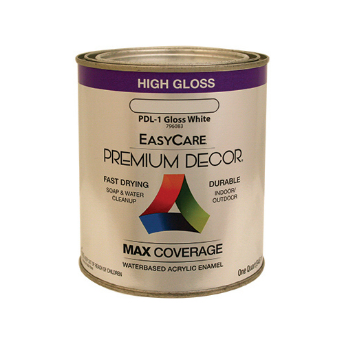 Premium Decor Enamel Paint, White Gloss, Qt.