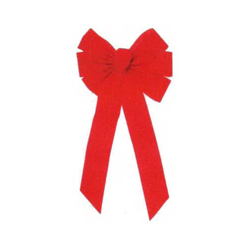 Christmas Specialty Decoration, 1 in H, Glitter Bow, Velvet, Red - pack of 36