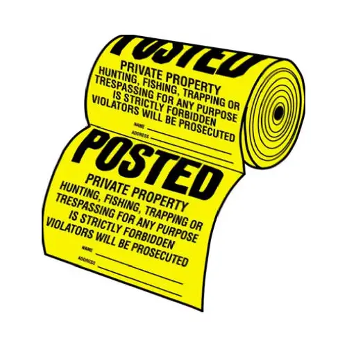 Private Property Sign, Yellow/Black Tyvek, 18 x 12-In., 100-Ct.