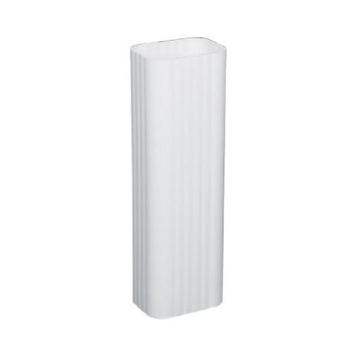 Downspout, 3 in W, 4 in H, 10 ft L, Aluminum, White