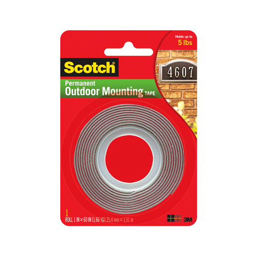 Mounting Tape, 60 in L, 1 in W, Gray