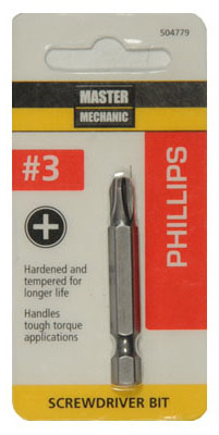 Master Mechanic 504779 #3 Phillips Screwdriver Bit, 2-In.