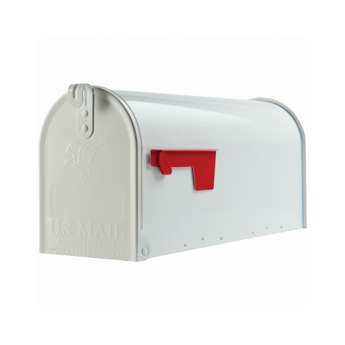 Gibraltar Mailboxes E1100W00 Elite White Medium Galvanized Steel Post-Mount Mailbox