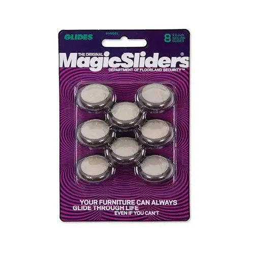 MAGIC SLIDERS L P 45661 1-1/4 In. Round Nail-On Chair Carpet Furniture Glide (8-Pack) Silver