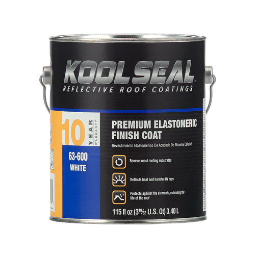 KOOL SEAL KS0063600-16 Elastomeric Roof Coating, White, 1 gal Pail, Liquid