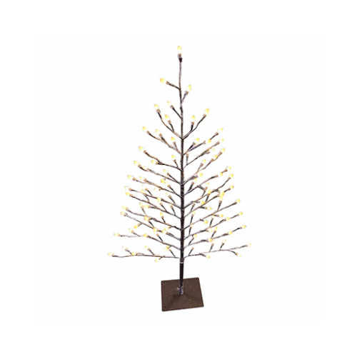 LED Flat Stick Snow Covered Tree, Warm White Caps, 42-In.