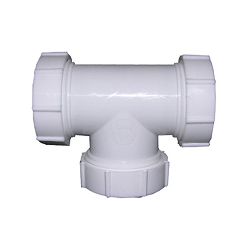 Lavatory/Kitchen Drain Tee, White PVC, 1.25 or 1.5-In. Tube