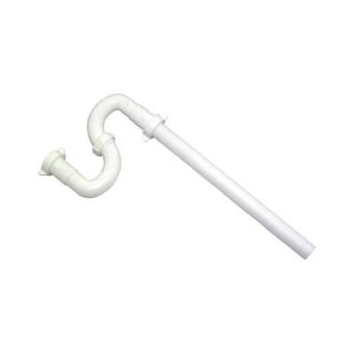 Lavatory Floor Drain S-Trap, White Plastic, 1.25-In. O.D.