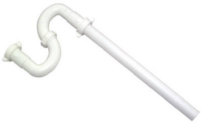 Master Plumber 823-583 Lavatory Floor Drain S-Trap, White Plastic, 1.25-In. O.D.