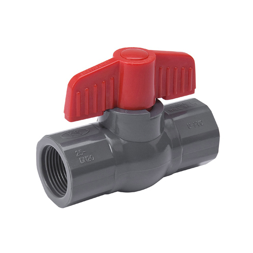 Ball Valve, 1/2 in Connection, FPT x FPT, 150 psi Pressure, PVC Body Gray