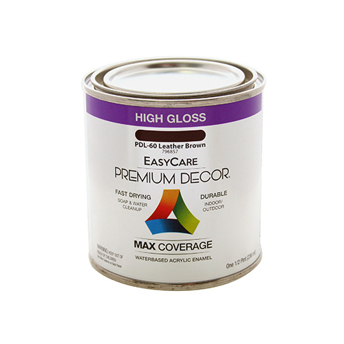 Premium Decor Leather Brown Gloss Enamel Paint, 1/2-Pt.