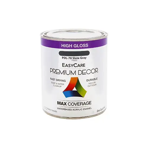 Premium Decor Slate Gray Gloss Enamel Paint, Qt.