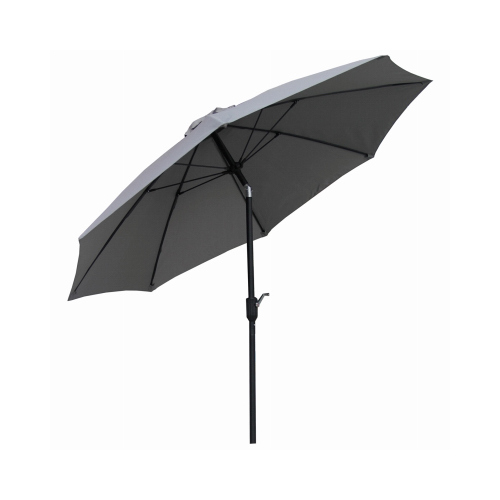 J&J GLOBAL LLC 251003 Patio Canopy Umbrella, Crank Open/Tilt, Aluminum Pole, Gray Fabric, 9-Ft.