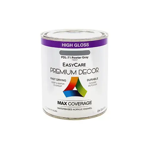 Premium Decor Pewter Gray Gloss Enamel Paint, Qt.