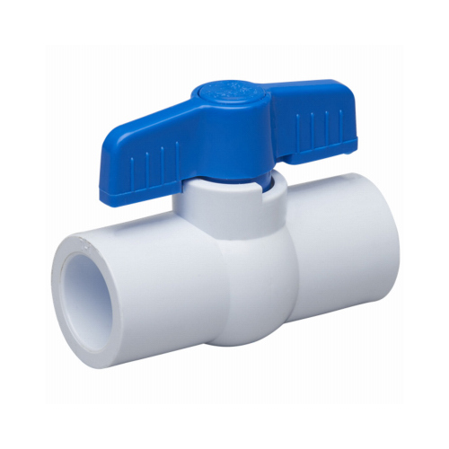 B&K 107-633HN 107-633HN Ball Valve, 1/2 in Connection, Compression, 150 psi Pressure, Manual Actuator, PVC Body White