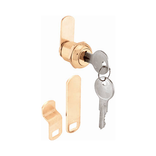 Defender Security U 9942 Drawer and Cabinet Lock, Keyed Lock, Y13 Yale Keyway, Brass