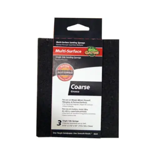 Sanding Pad, 5-1/2 in L, 4-1/2 in W, 60 Grit, Coarse, Aluminum Oxide Abrasive Black - pack of 3