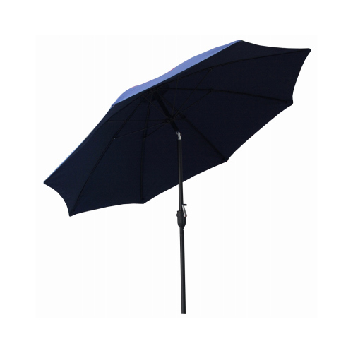 J&J GLOBAL LLC 251004 Patio Canopy Umbrella, Crank Open/Tilt, Aluminum Pole, Navy Fabric, 9-Ft.