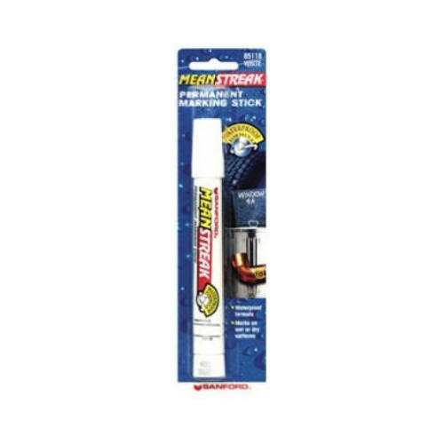 MeanStreak Permanent Marking Stick, White - pack of 6