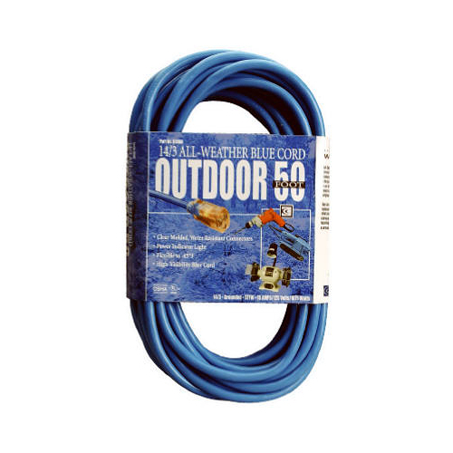 50-Ft. 16/3 SJTW-A Blue Extension Cord