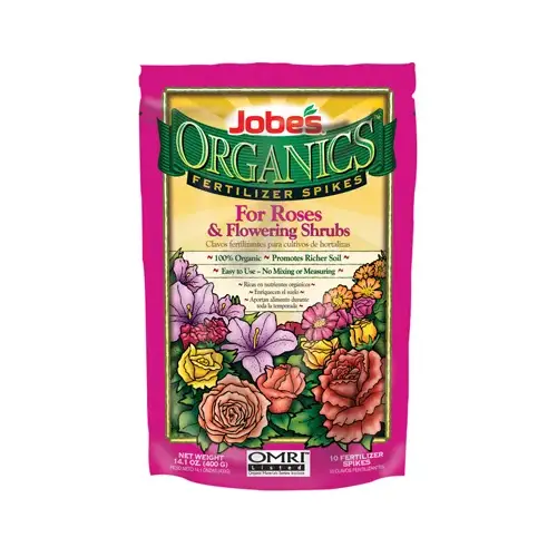 Organic Rose and Flowering Shrub Fertilizer Spikes, 3-5-3, 10-Pk.