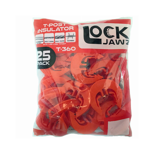 Lock Jawz Electric Fence T-Post Insulator, Orange, 6 Positions