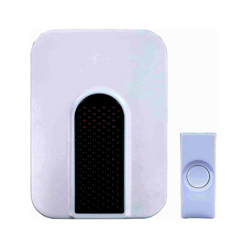 Wireless Doorbell Kit, Battery-Operated, White/Black