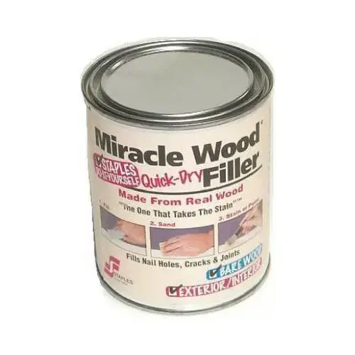 Staples 902 Miracle Wood Wood Filler, Putty, Strong Solvent, Natural, 0.5 lb