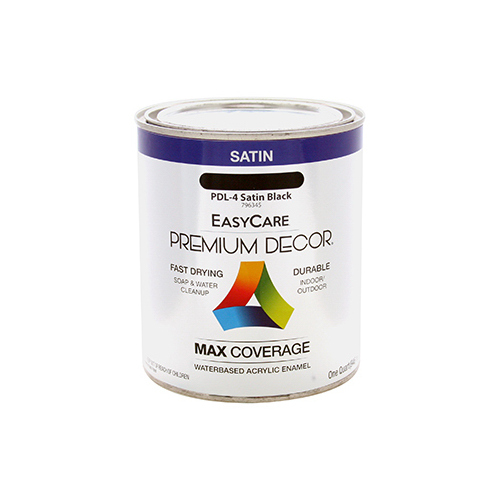 Premium Decor Black Satin Enamel Paint, Qt.