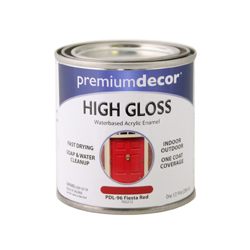 TRUE VALUE MFG COMPANY PDL96-HP Premium Decor Fiesta Red Gloss Enamel Paint, 1/2-Pt.
