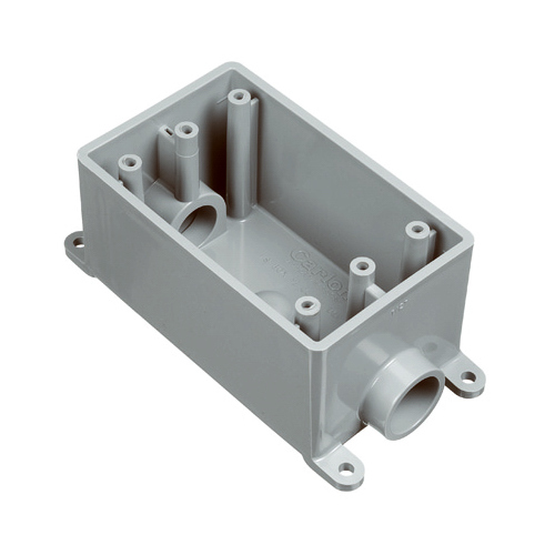 Carlon E981FFN-CTN 1-Gang PVC Molded Rigid Non-Metallic Dead-End Termination Wall Box, 1 In. Outlet Gray