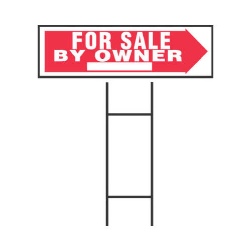 For Sale by Owner Sign, Red and White, 9 x 24-In. - pack of 6