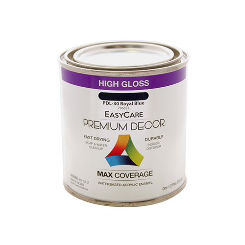 TRUE VALUE MFG COMPANY PDL30HP Premium Decor Royal Blue Gloss Enamel Paint, 1/2Pt.