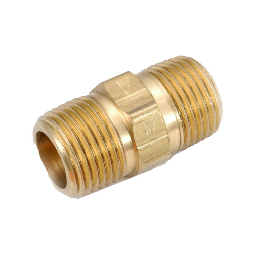 Pipe Nipple, 1/4 in, MPT, Brass, 1 in L