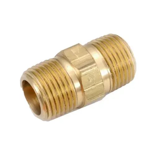 Pipe Nipple, 1/4 in, MPT, Brass, 1 in L - pack of 10