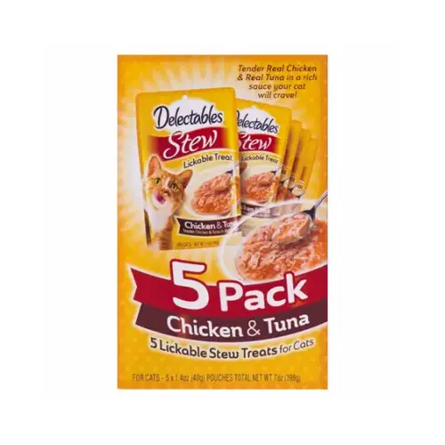 HARTZ MOUNTAIN CORPORATON 15466 Lickable Stew Treats for Cats, Chicken & Tuna, 1.4 oz. Each - pack of 5