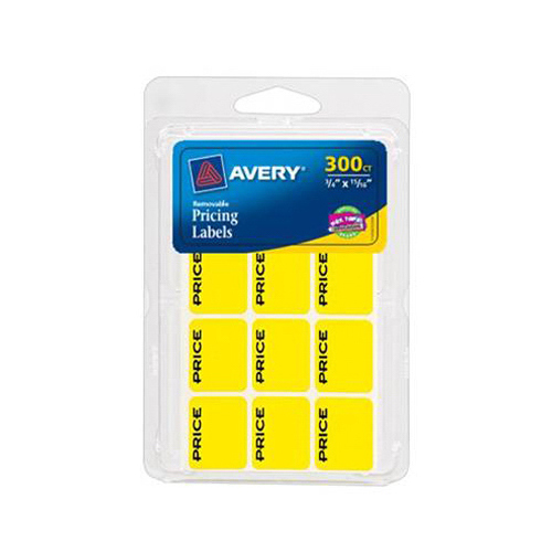 Pricing Labels, Neon Yellow, 3/4 x 15/16-In  pack of 300 - pack of 6