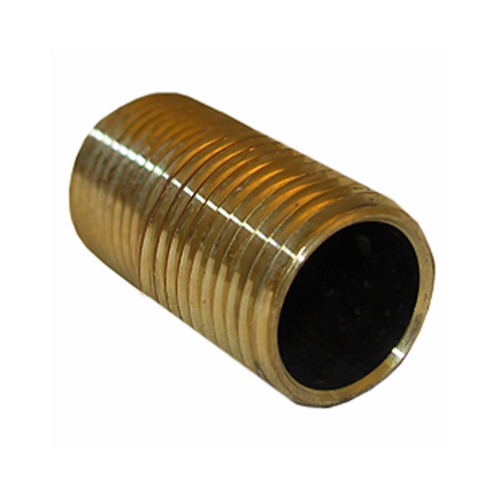 Pipe Fitting, Brass Nipple, Lead-Free, 1/2 MPT x 1-1/8-In. Close