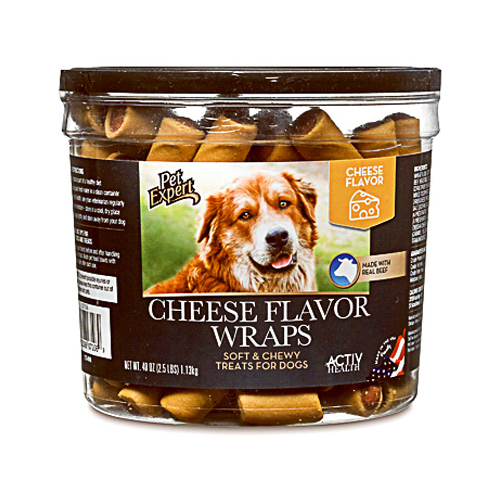 Dog Treats, Cheese Flavor Wraps, 40-oz. Tub