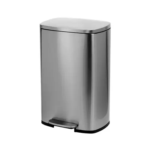 Honey-Can-Do TRS-08315 Step Trash Can, Rectangle, Stainless Steel, 13.2-Gallon Silver