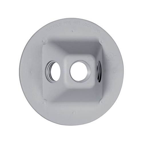 RACO INCORPORATED PLV330GY Weatherproof Lamp Holder Cluster Cover, Round, Three Outlets, Non-Metallic, Gray