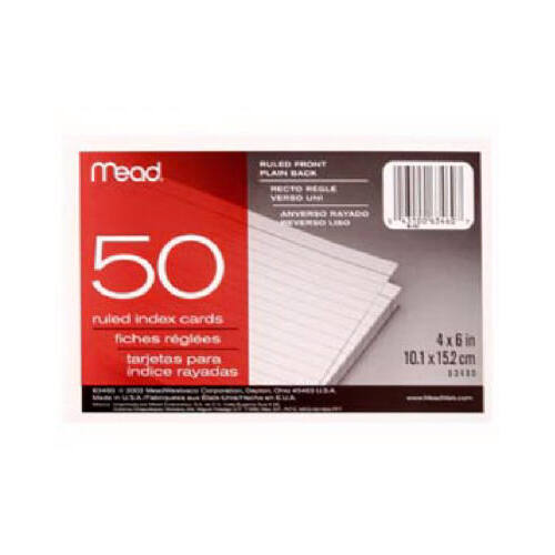 ACCO/MEAD 63460 Index Cards, Ruled, 4 x 6-In., 50-Ct.