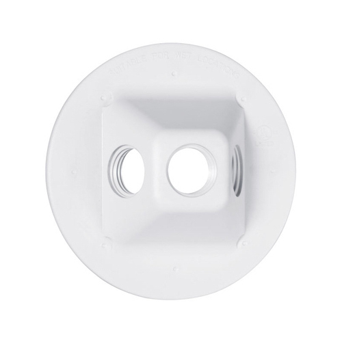 RACO INCORPORATED PLV330WH Weatherproof Lamp Holder Cluster Cover, Round, Three Outlets, Non-Metallic, White