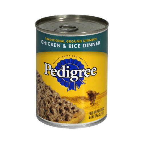 Pedigree 01907 Canned Dog Food, Chicken & Rice Dinner, 13.2oz. Can